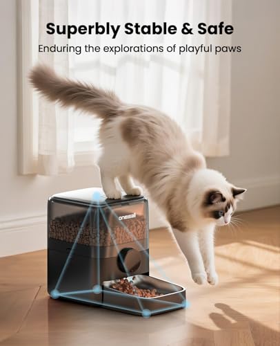 oneisall Automatic Cat Feeder for Large Kibble and Snacks, 12 Cups/3L Timed Pet Feeder for Cats Indoor, Programmable Dry Food Dispenser (Black) | Large Kibble and Snacks, 12 Cups/3L, Programmable Dry Food Dispenser, Corded, Black