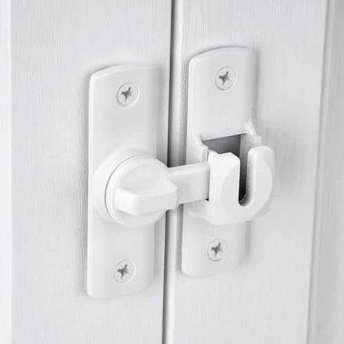 Matte White Barn Door Latches,90/180 Degree Gate Lock_D | Aluminum Alloy Right Angle Door Lock Latch,Flip Gate Latches Hardware,Sliding Door Lock for Cabinets,Fence Gates,Pet Cage - color: Matte White
