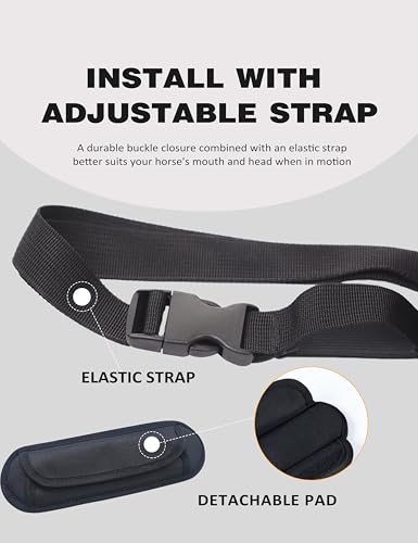 Harrison Howard Horse Muzzle Feed Bag Nylon Mesh Grain Feed Bag with Padded Neck Strap Adjustable Belt Black Small - color: Black, size: Small