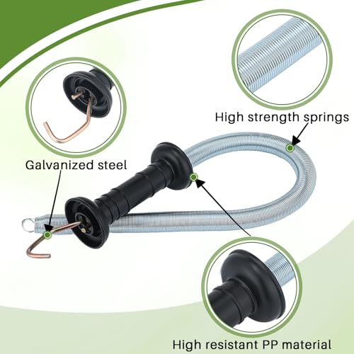 Hicarer 2 Set Electric Fence Gate Kit with Spring Handles & Screw-in Ring Insulators, 16ft Retractable Tension Spring for Farm, Ranch, Garden, Heavy Duty Black Electric Fencing Accessories for Safety