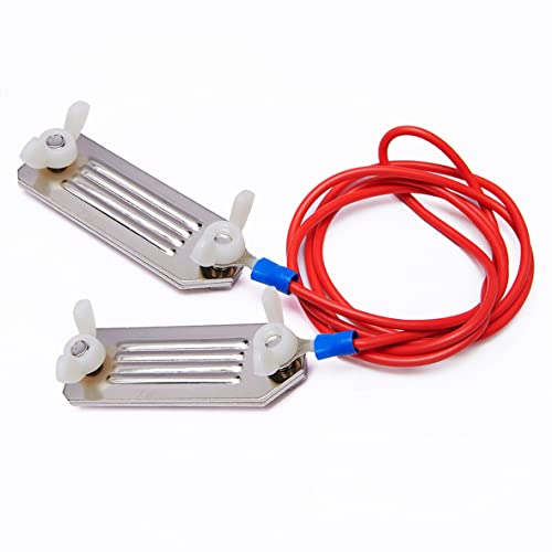 Electric Fence Polytape Connector, Red and Silver, 2 Pack | 35.4" Length Wire, For 1/2" to 1-1/2" Width Polytape