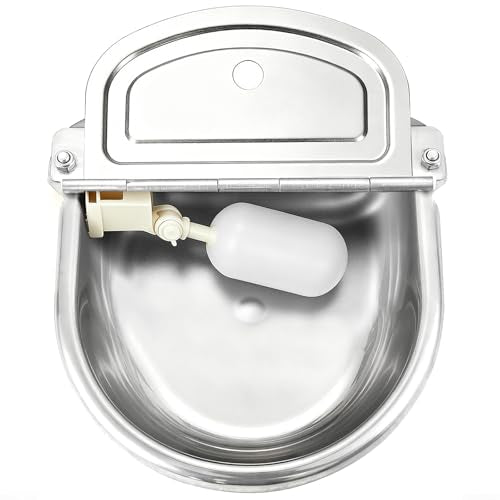 NATGAI Automatic 304 Stainless Steel Waterer Bowl Without Drainage Hole | Automatic Cow Drinking Water Bowl with Float Valve Water Trough Farm Grade for Horse Cattle Goat Sheep Dog