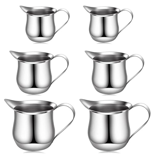 2 Pack 2oz 3oz 5oz Set Stainless Steel Creamers Pitcher Mini Cup Container | Mengbaobao Milk Coffee Cream Container Server Cup - size: 2oz 3oz 5oz x2