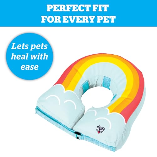 Rainbow Inflatable Dog Recovery Collar, Comfortable Cone Replacement for Pet Surgery, Protective Collars to Prevent Licking & Biting, Size Small - size: Small
