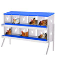 10 Hole Chicken Nesting Box, Galvanized Steel with Removable Trays for Backyard - color: Blue, size: 10 holes with legs
