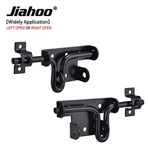 JIAHOO Slide Bolt Gate Latch, Heavy Duty Door Lock with Padlock Hole, Sliding Bolt Latch Hardware for Wooden Fence, Shed Door, PVC Fence, Barn Door, Thickened Steel, Black Finish | Sliding Bolt Latch Hardware, For Wooden Fence, Shed Door, PVC Fence, Barn
