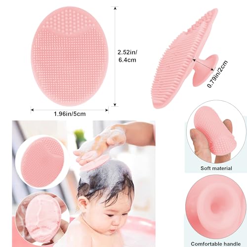 Baby Hair Brush and Pink Cradle Cap Brush Set for Newborns and Toddlers, Wooden Baby Hair Brush Set with Soft Goat Bristle, Baby Hair Care Kit (2PCS) - color: Pink