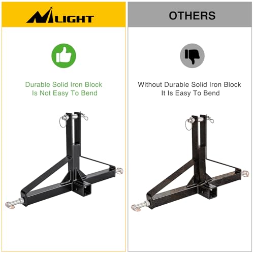Nilight 3 Point 2" Trailer Hitch Receiver for Category 1 Tractor 3000LBS | Heavy Duty Quick Hitch Drawbar Adapter Compatible with Kubota BX John Deere Kioti Yanmar NorTrac Mahindra Ford Cat - color: 3 Point 2" Trailer Hitch Receiver w/ Towing Hook