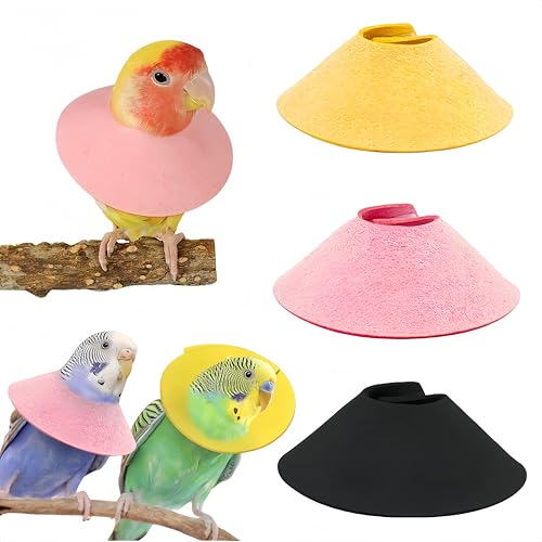 3 Pack Anti-bite Bird Collars Anti-Grab Feather Plucking Wound Healing Safety Elizabethan Collar Neck Protector Recovery Cones for Budgerigar Cockatiel Lovebirds Cockatoo Parrots-L - size: L
