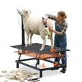 GTPLAYER Goat Milking Stand with Hand Crank,Wheels – 48"x23" Adjustable Headpiece & Height, for Grooming, Milking, Hoof Trimming, Heavy Duty Metal Sheep/Goat Stand, 500 LB Capacity Black