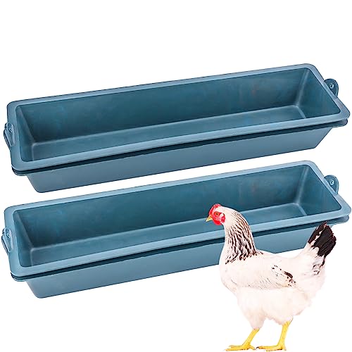 4 Pack Chicken Feeder Plastic Feed Trough Bucket for Chicken Duck Pigeon Bird Livestock Pet Poultry (Length: 16.5")