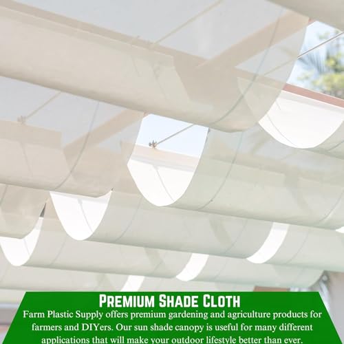 Farm Plastic Supply - White Shade Cloth - 50% - Mesh Fabric for Fence Privacy Screen, Garden Shade, Mesh Fence Screening, Shade Cloth Rolls, Wind Screen (6' x 10') - size: 6' x 10'