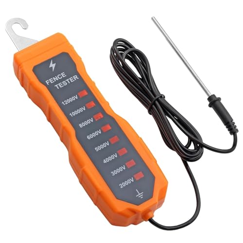 Neoteck 2000-12000V Electric Fence Voltage Tester with 8 Neon Lights | Electric Fence Fault Finder Portable Fence Tester Suitable for Troubleshoot Faults of Ranch and Farm Fences