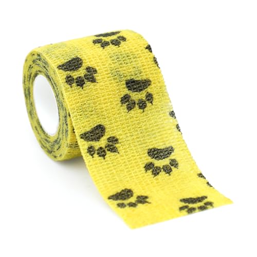 Self Adhesive Bandage Wrap Cohesive Bandage Bulk Vet Tape Self Adherent Wrap First Aid Tape for Dogs Cats Horses Birds Animals for Wrist Healing Ankle Sprain & Swelling - color: 2 Inch Cat Paw 6 Rolls