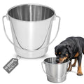 13 quart Heavy Duty Stainless Steel Round Bucket with Handle | 3.25 gal Sturdy Food & Water for XXL Dogs Goats sheep Horse & Livestock | Fits kennel Crate Cage Farm | Hanging Utility Pail - size: 13 Quarts