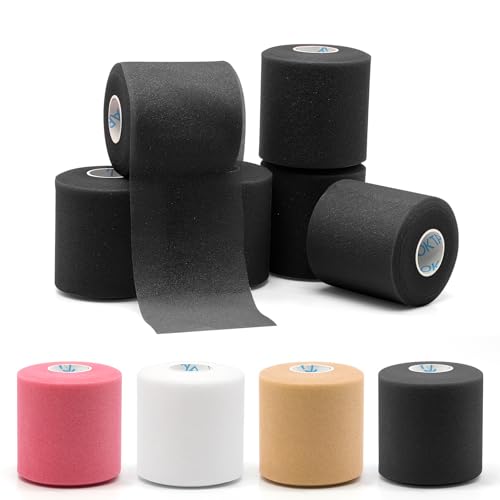 OK TAPE Pre Wrap Tape Athletic Foam Underwrap for Sports 6-Rolls, 72 Yds | Protect for Ankles Wrists Hands and Knees, Soft, Breathable, Skin-friendly and Latex-free 2.75 Inches - Black - color: Black, size: 2.75 In*12Yds
