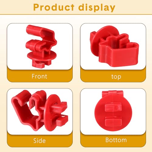 Geiserailie 200 Pcs Red T Post Insulators Electric Fence Posts Electric Fence Insulators Wire Standard Snug Fitting T Post Clips for Agricultural Ranchers - color: Red
