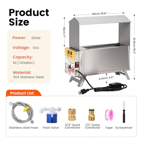 Chicken Waterer Heater for Winter 5L with Adjustable Leg Thermostat Control | Automatic Chicken Water Heated Freeze-Proof Poultry Water Heater Chciken Coop Accessories for Chicken Goose Duck