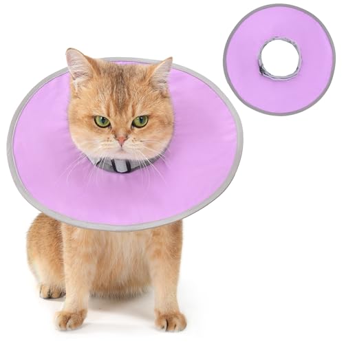 Avont Lightweight Waterproof Foldable Cone, Soft E-Collar - S Purple | Neck up to 10.6", Width 3". Foldable soft cone for cats & small dogs, stops licking, waterproof, easy clean - color: Purple, size: S