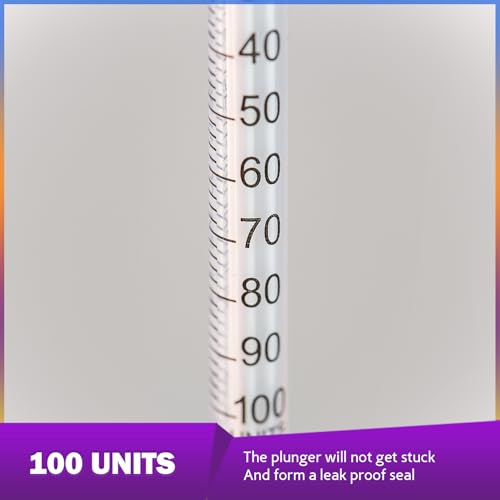 Syringes 1ml 30 Gauge 1/2 Inch 13mm Disposable Lab Supplies, Pack of 100 | U-100, Single-Use, Smooth & Leak-Proof, Individually Wrapped - size: 1ML 30G 1/2" 13MM