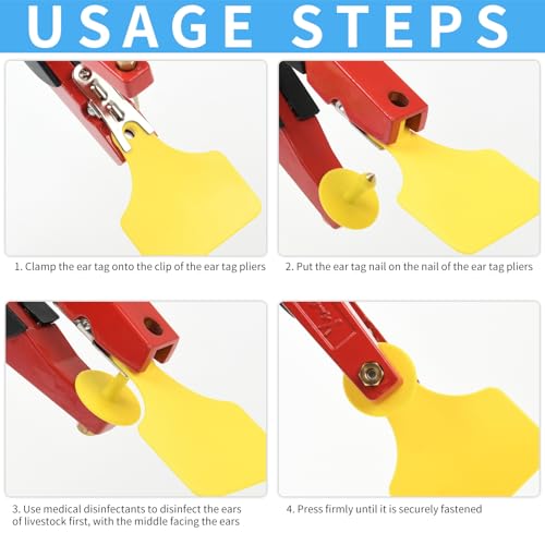 500pcs Farm Animal Ear Tags Numbered 001-500 Livestock Identification for Cattle Cows Hogs Pigs Sheep Goats (500, Large-Yellow) - color: Large-yellow