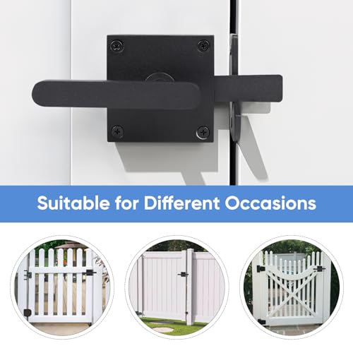 Gate Latch, BARNSMITH Heavy Duty Double Side Gate Latches, Matte Black Fence Latch, Garden Door Latch, Pool Gate Latch - size: GT01-L