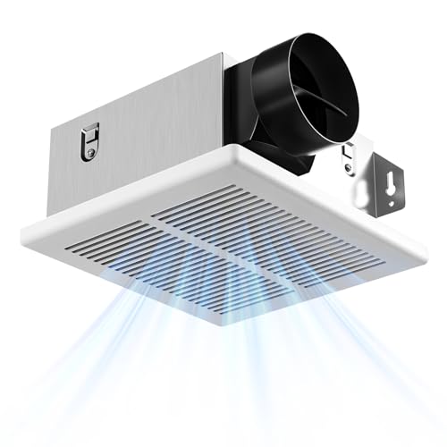 Amico Bathroom Exhaust Fan, 1.0 Sones, 80 CFM, No Attic Access Needed | Low Noise, Ceiling Mounted Retrofit Ventilation Fans, 4 Inch Duct, 7.6''x7.3'' Ceiling Opening, Modern Grille, UL Certified
