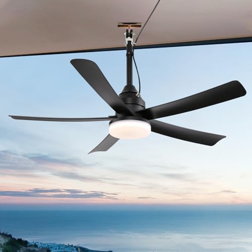 AHAWILL 42" Waterproof Outdoor Ceiling Fan with Light,Hook Hanging | Plug-in,3CCT Dimmable Light,6 Speeds,Remote Control,Reversible DC Motor,Hanging Outdoor Gazebo Fan for Patio,Porch,Pergola
