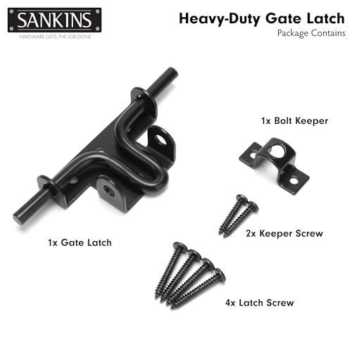 Slide Bolt Gate Latch Lock for Wooden Fence with Padlock Hole, 1pcs | Heavy Duty Black Sliding Bolt Gate Lock Latch Hardware, Door Gate Latch Barrel Bolt Latches for Wooden Vinyl Fence Barn Shed - size: Upgrade