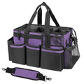 SCAVATA Wearable Cleaning Caddy, Cleaning Caddy Supplies Organizer with Handle & Shoulder Straps for Housekeepers, Under Sink & Car Cleaning Tool Organizers Bag with 4 Foldable Divider (Purple) - color: Purple