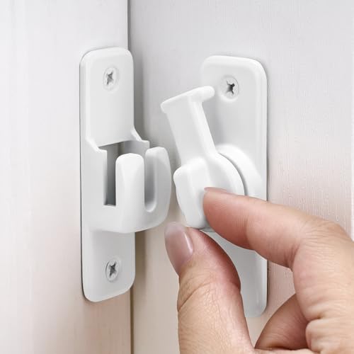 2 Pcs White 90/180 Degree Flip Latch,Zinc Alloy Barn Door Latch | Right Angle Door Lock Latch,Sliding Door Latch Lock,for Cabinets,Bedroom,Fence Gates,Window,Garden,Garage,Pet Cage - color: White