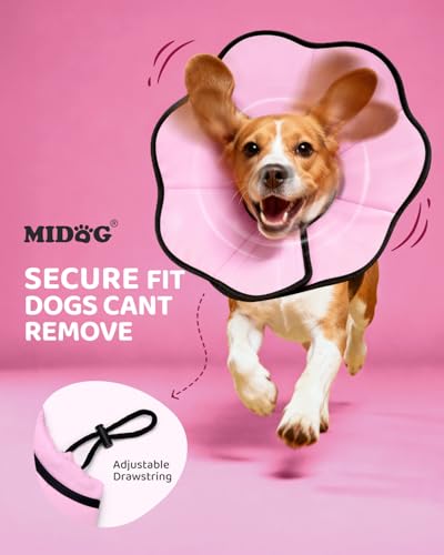 MIDOG Dog Cone Collar After Surgery, Soft Dog Cone Alternative to Stop Licking,Adjustable Elizabethan Recovery Cones for Small to Large Sized Dogs - color: Pink, size: XL