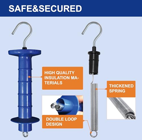 5 Pack Electric Fence Insulated Plastic gate Handle with Internal Spring and Double Ring end, Blue，for Electric Fence Gate Livestock Fence Agricultural Fencing and Pasture - style: PK5,Plastic Gate Handle,Blue
