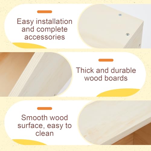 Maxcheck 1 Pack Wood Rabbit Nesting Box, 18x12x12 Inch Wooden Hutch Hideout for Breeding, Natural Burrow Den Alternative for Rabbits & Small Animals - size: 18x12x12 Inch