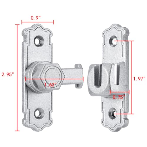 Silvery Aluminum Alloy 90/180 Degree Gate Lock,Barn Door Latches | Flip Gate Latches,Right Angle Door Lock Latch,Sliding Door Latches,for bedroom,garage,window,pet enclosures,drawer,cabinet - color: Silvery