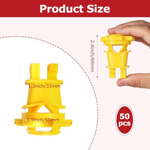 50 Pcs Yellow Rod Post Insulator, Electric Fence Insulators Screw Tight Round Fence Post Insulator, Electric Fence Wire Holding Insulator - size: 50