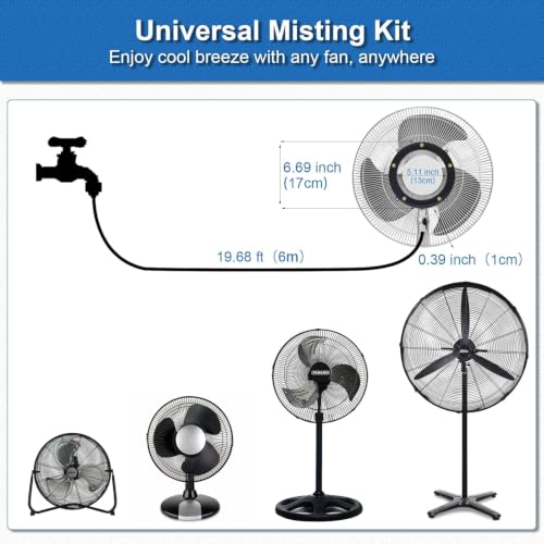 POCKET PANDA Fan Misters for Cooling Outdoor,Fan Misting Kit. | Integrated Mister Ring for Outside with Water Valve, Fit for Any Durable, Seamless not Easy to Leak - size: 19FT