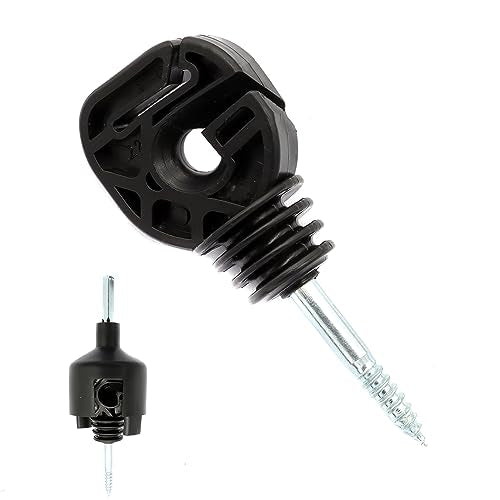 100 Pcs Electric Fence Insulator Screw-in Insulator is Made of high Quality Material, for Polytape/Polywire/Wire/Rope and 1 Pcs Free Insulator Socket Tool(Black)