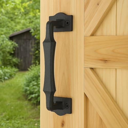 2-Pack 10 Inch Colonial Tapered Barn Door Handle - Black Cast Iron Pull for Sliding Doors, Gates, Sheds, Fences, Closets - Indoor Outdoor Farmhouse Hardware - size: 10" - 2 Pack, style: Colonial Tapered