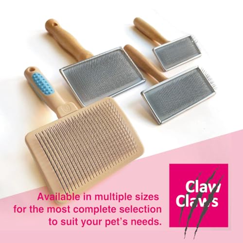 Pet Slicker Brush for Large Dogs, Wooden Handle, Gently Remove Tangled and Mats Hair, Pet Grooming Brush Tool, Sheepskin Wool Carders (3.85") - size: 3.85"