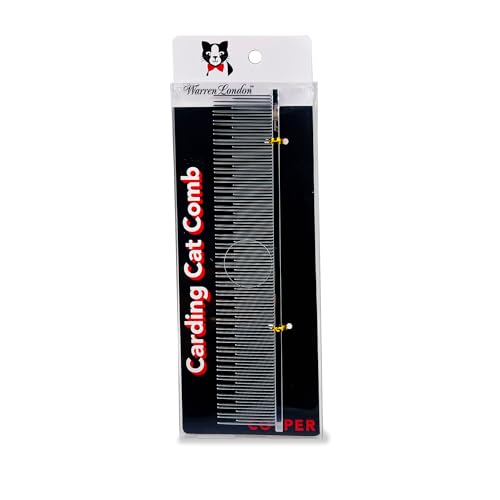 Warren London Carding Cat Comb | 7.5 inches made with Copper | Rounded Tips Prevent Irritation | Dual Tooth Design for Short & Long Hair removes Mats and Tangles - style: Carding Cat Comb