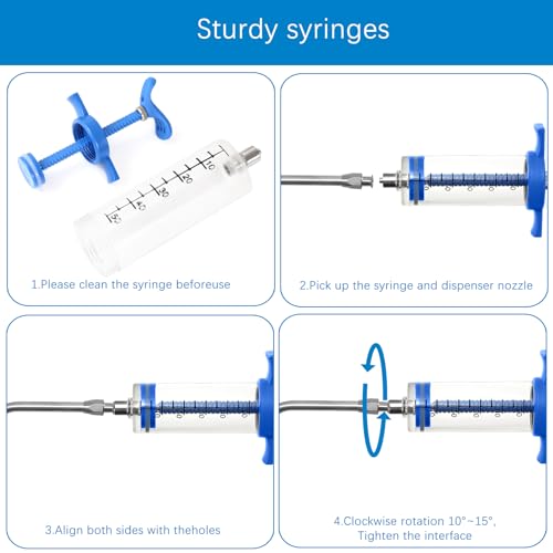 50ml Drenching/Feeding Syringes,with 1 Adjustable Dosage Nozzle,Reusable Feeding Syringe for Sheep,Dog,Goat,Pig,Cat,Small Animals Feeding Supplies