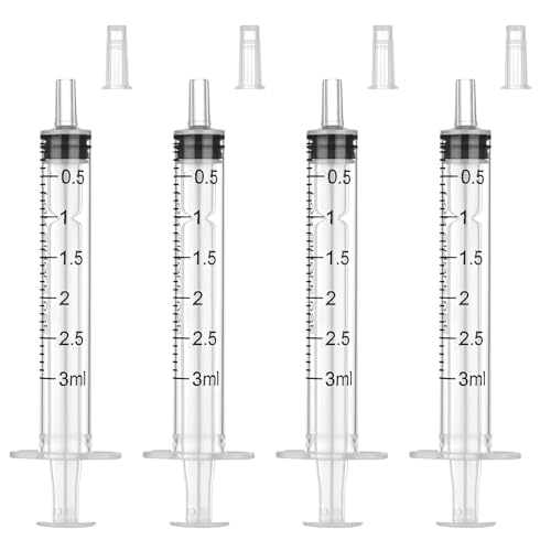 3ml Syringe Without Needle, Syringe with Cap, 30 Pack Individually Wrapped | Clear Scale Markings, Smooth Plunger Movement Enable Accurate Measurement and Controlled Liquid Dispensing - style: 3 ml Luer Slip
