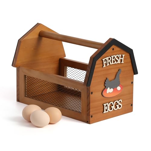 ZSHLXM Wood Farmhouse Egg Collecting Basket - Large Countertop Chicken Egg Basket - color: Brown, size: Large