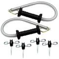 2 Set Electric Fence Spring Gate Handles Kit | Electric Fence Handle Set with Anchors, 16-Feet Tension Spring, Black