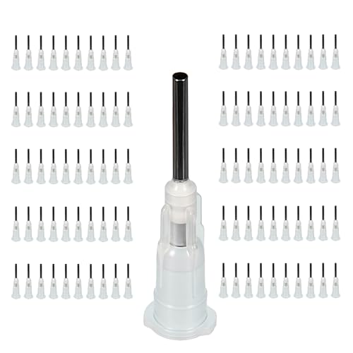100pcs 16G blunt tip glue dispensing nozzles Blunt-nosed needle glue applicator, used for applying industrial liquids, adhesives, inks, perfumes, lip glosses.0.5 inches - size: 16G 100pcs