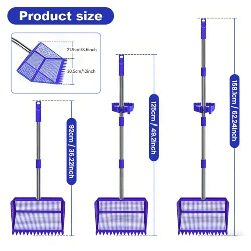 2026 Latest 12inch 2-in-1 Chicken Poop Scooper & Rake with Handle, Heavy-Duty Metal Chicken Coop Scoop for Sand Sifting Shovel Litter Scooper for Farm House Chicken Coop Cleaning Tools Accessories - color: Blue