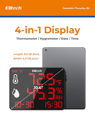 Elitech Bluetooth Hygrometer Thermometer Reusable Temperature Recorder Data Logger Temperature Humidity with Large Screen Data Storage Export, DR-230-THE with External Temperature and Humidity Sensor - color: Bluetooth, size: Single External Probe