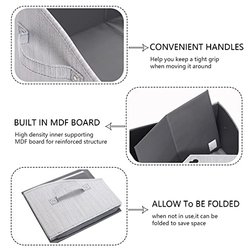 Foldable Fabric Dog Toy Storage Box - Collapsible Basket with Handle, Organizer for Large Dog Toys (Slub Gray-DOG) - color: Slub Gray, size: Large - Dog Toys