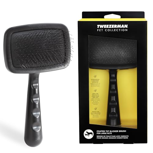 Tweezerman Slicker Brush for Pets-Grooming Brush with Coated Bristles